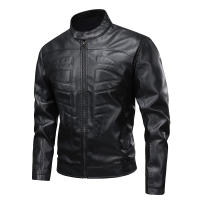 Nuevas camisetas informales transpirables para hombre, moda para actividades al aire libre, abrigo cómodo liso con cuello levantado, chaqueta de cuero Retro a prueba de viento para otoño e invierno para hombre - details 1