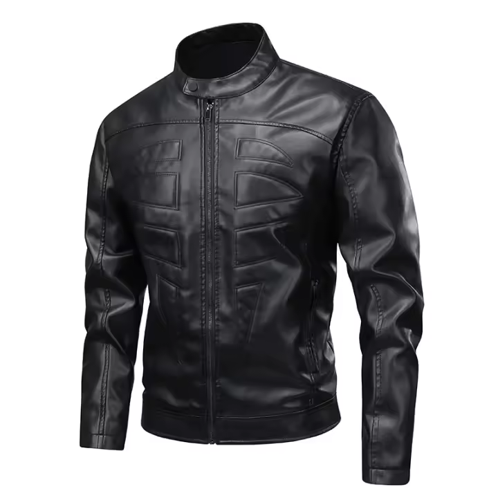 Nuevas camisetas informales transpirables para hombre, moda para actividades al aire libre, abrigo cómodo liso con cuello levantado, chaqueta de cuero Retro a prueba de viento para otoño e invierno para hombre - 1