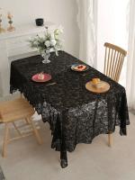 Mantel francés negro ENCE con estampado de cola de fénix, utilizado para decorar salones y mesas de comedor - details 3