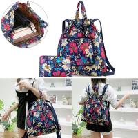 Mochila con cordón impermeable, bolsa de almacenamiento de nailon con estampado, plegable, Simple, para viaje - details 3
