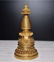 Pagoda Gaddang de cobre puro hecha a mano en Nepal, estupa con reliquias que se pueden abrir, artefactos tántricos, herramientas de salón budista, tamaño grande - details 8