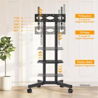 Ruedas para Televisión de 32-75 Pulgadas Altura Ajustable Móvil Soporte de Almacenamiento de TV con Bala hasta 40kg VESA 400x400mm - details 3