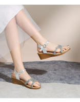 Nuevas sandalias de moda con diamantes de imitación, versión coreana, plataforma y tacón de cuña para mujer - details 24
