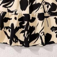 Moda coreana de verano para niños, manga corta floral negra con cinturón, vestido cómodo y decente para fiesta o vacaciones - details 8