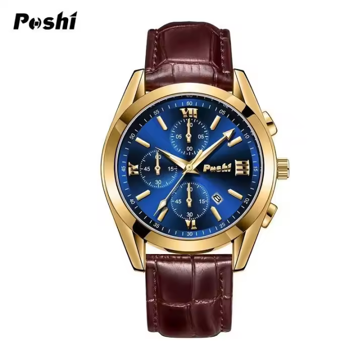 Relojes de pulsera de cuarzo de acero inoxidable POSHI 926 de lujo de primera calidad para hombre, esfera con correa de aleación, esferas redondas, reloj de pulsera de negocios para hombre - 1