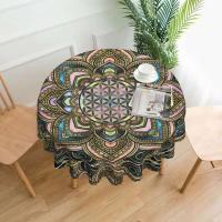 Mantel circular mandala, flor de loto de la vida, impermeable, resistente al aceite, 60 pulgadas, forma geométrica sagrada - details 90