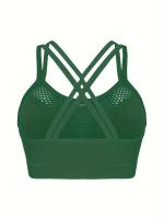Sujetador De Cuello Redondo Hueco para Deportes, Transpirable, entrecruzado en la espalda, Cómodo, De Color Sólido, De alta elasticidad - details 1
