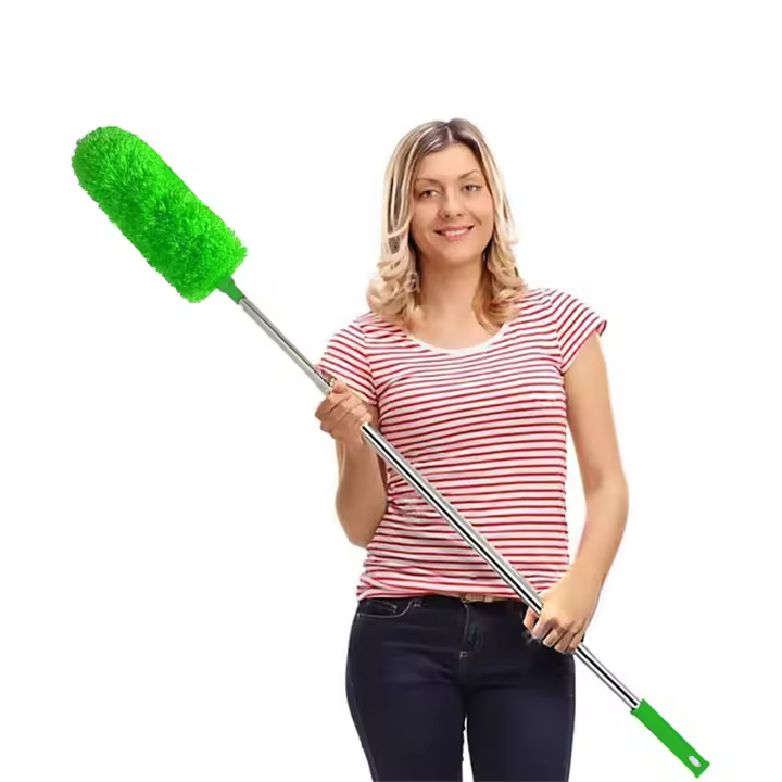 Plumero de Pluma de Microfibra Retráctil Mango Largo de 100 Pulgadas, Cabeza Flexible, Mango Largo para Limpieza de Techo, Techo Alto, Persianas, Muebles y Automóviles Gris - 1