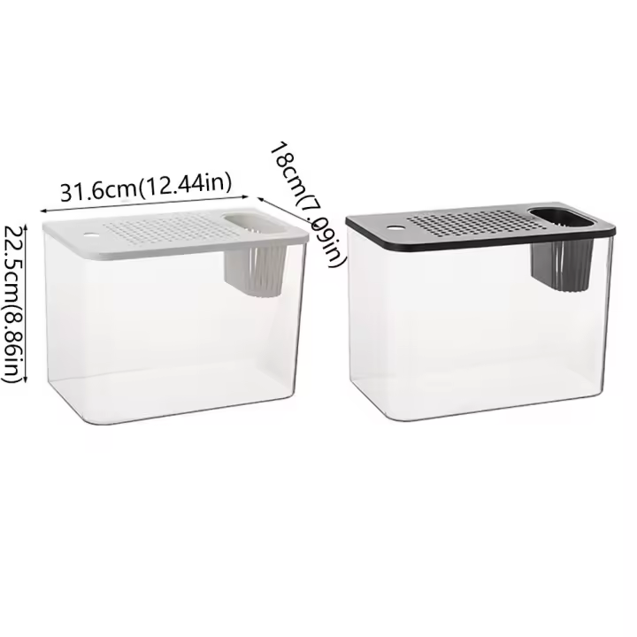 Tanque de peces transparente duradero, pequeño con tapa, peceras hidropónicas, tanque de acuario Betta resistente a caídas para decoración del hogar - 1