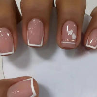 ARTAUG 24PCS Uñas Postizas De Presión Cuadradas Medianas Y Brillo Negro Con Polvo Uñas De Color Caramelo Para Verano Adornos Para Uñas - details 7