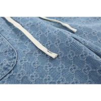 2025 top-tier trendy brand best-selling washed denim fabric, summer jacquard drawstring European-style men's shorts, boyfriend-style loose and versatile casual five-pocket pants - details 1