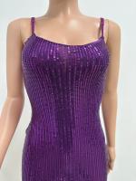 Vestido con tirantes francés ajustado sin mangas con temperamento que abraza la cadera con lentejuelas para mujer - details 13