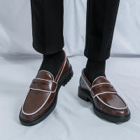 Mocasines de colores británicos para hombre, zapatos informales de tacón bajo con punta redonda de PU, simples y clásicos, de negocios - details 15