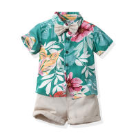 Mangas cortas de verano, camisas de flores, pantalones cortos para niños, conjunto casual de dos piezas, ropa de playa multicolor para bebés y niños - details 28