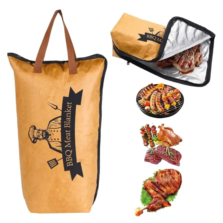 Manta de Descanso de Carne BBQ Amplia Bolsa Térmica Reutilizable de 21" con Abrecha y Correa - 1