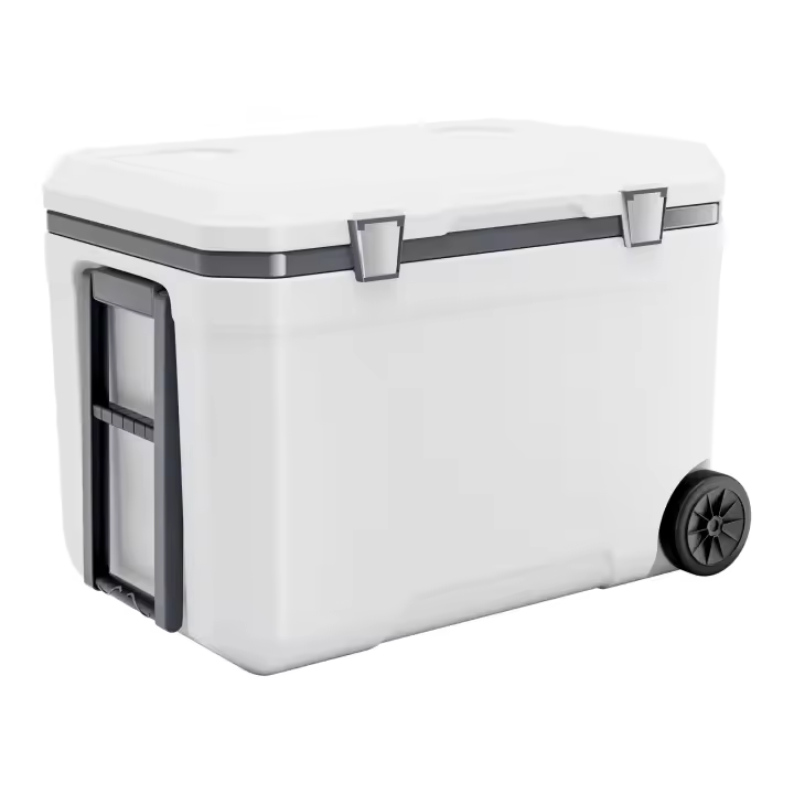 SucceBuy Enfriador portátil de 45 QT con ruedas, diseño aislado para retención de hielo, asas duraderas y portavasos incorporados - 1