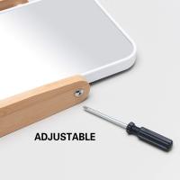 Espejo de maquillaje de tocador con soporte de bambú Natural, mesa portátil, espejo de encimera, espejo de maquillaje para afeitado de baño - details 1