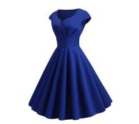 Vestido de verano para mujer, Color sólido, Retro, Vintage, años 50, 60, informal, para fiesta y oficina, Vestidos Rockabilly - details 23