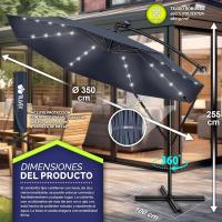 Parasol Excentrico de Sombrilla con 32 Luces LED Solar Giratorio 360º, Protección UV - details 31