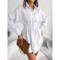 Vestido de blusa de mujer con mangas abullonadas, vestidos de manga larga para mujer, cintura asimétrica, elegante y hermoso - details 13