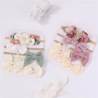 Set De 5 Diademas Elásticos Con Lazo Para Bebé Niña Algodón Nylon Decorativos Con Flores Bonitos Accesorios Para Cabello Para Niñas - details 4