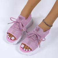 Nuevas Sandalias Casuales para Mujer 2025 con Cordones, Punta Abierta, Suela Gruesa y Tejido Flyknit, Talla Grande 43 - details 6