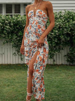 Nueva moda mujer vestido largo elegante sin mangas con cuello Halter vestido Floral vestido de verano gran oferta S-XL - details 5