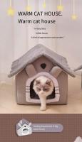 1 Uds. Casa para gatos de cuero de pana adecuada para todas las estaciones, suministros para mascotas desmontables y lavables, cama para perros - details 5