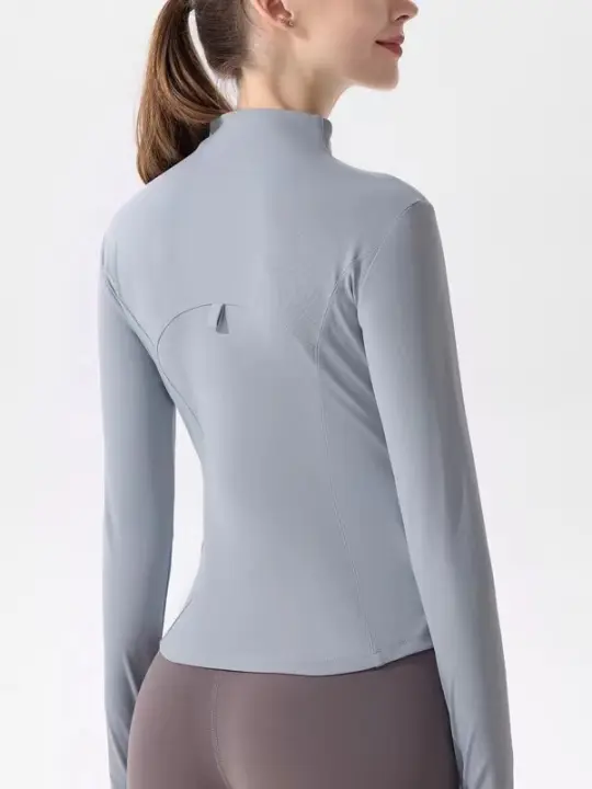Alo yoga primavera verano yoga ropa mujer manga larga deportes al aire libre slim yoga abrigo ropa de fitness top sentido desnudo - 1
