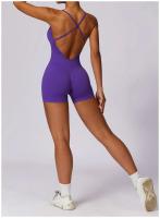Mono de Yoga para Mujer Kailuoka Sexy Fitness Romper Sin Mangas y Espalda Disfraz Deportivo Corto en Color Sólido para Otoño e Invierno Material Exterior de Nylon - details 26