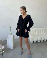 Tossy-minivestido blanco con volantes y cuello en V para mujer, vestido elegante de manga larga con retazos, cintura alta, con cordones - details 22