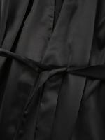 Bata de satén blanca y negra para mujer, vestido de noche de manga larga acampanada, vestido de novia Sexy - details 1