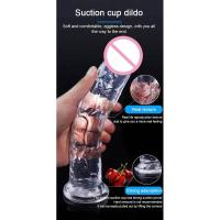 Consolador realista transparente, consoladores de gelatina de cristal suave, pene falso con ventosa, tapón anal, juguetes, masturbador sexual, punto G - details 0