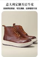 Versión coreana de zapatos de cuero genuino para hombre de caña alta con grabados de estilo británico - details 2