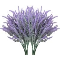 10 paquetes de flores falsas, lavanda artificial, plantas sintéticas de plástico para decoración del hogar, boda, cocina, jardín, patio, porche, ventana, centros de mesa de oficina, decoraciones para interiores y exteriores, color púrpura - details 1