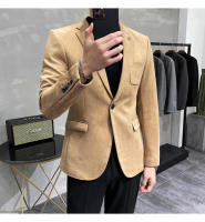 Traje de Abrigo de Piel de Ciervo de Alta Calidad Ajuste Delgado, Moda de Negocios Casual, Botón Único - details 8