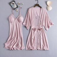 Conjunto de Pijama de Satén Delgado Estilo Kimono Blanco Traje de Baño de Moda para Mujeres - details 2
