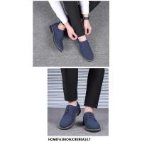 Zapatos informales de gamuza para hombre, calzado con cordones, Oxford azul, planos, transpirables, talla grande 38-48 - details 16