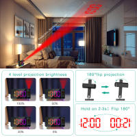 ORIA-reloj despertador con proyección, dispositivo Digital con retroiluminación RGB de 7 pulgadas, 10 colores, para el hogar y los dormitorios - details 6
