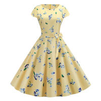 Women summer vintage 1950s 60s big swing party polka dot dress - details 9