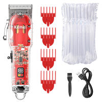 Kemei-cortadora de pelo transparente para hombre, recargable, ajustable, LCD, eléctrica, profesional, corte de barba, hine - details 4