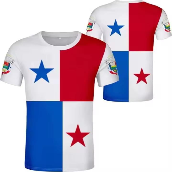 Camiseta de gimnasio con logo de talla grande de verano con bandera de Panamá, ropa informal estampada para hombre - 1