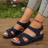Sandalias de tacón de cuña de fondo suave para Mujer, zapatos de plataforma, cuñas elegantes, Verano - details 3