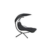 Columpio Jardín Exterior, Silla Colgante con Cojín Extra Grueso, Sillón Columpio con Estructura de Acero y 4 Patas en Base, Hamaca Colgante Interior/Exterior, Plegable, Capacidad 160Kg - Negro - details 6