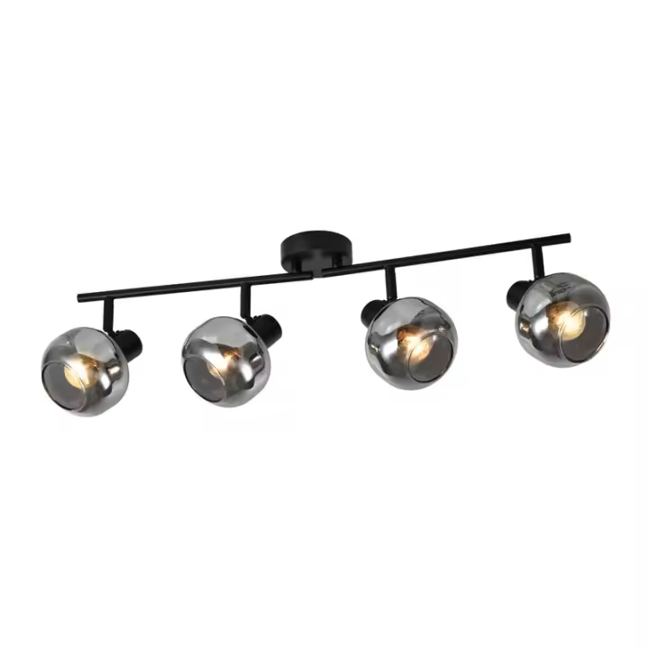 CBJKTX Foco de techo vintage para salón cristal gris ahumado 4 E14 regulable 350 ° - 1