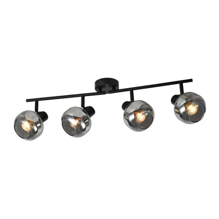 CBJKTX Foco de techo vintage para salón cristal gris ahumado 4 E14 regulable 350 ° - 1