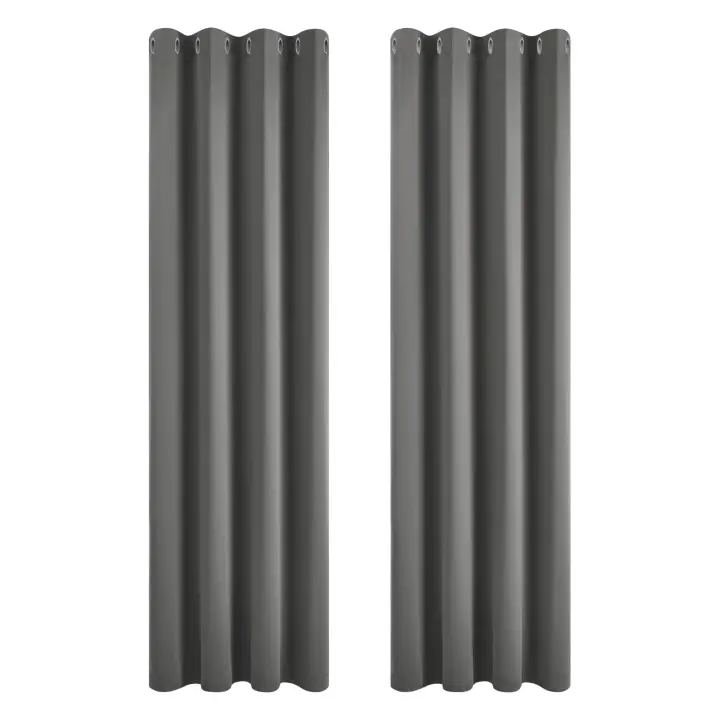 Cortinas Opacas de 2 Piezas para salón, Cortinas térmicas aislantes, frío y Calor para Dormitorio con Ojales Gris Claro - 1
