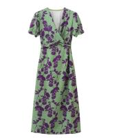 Vestido Largo con Cuello en V para mujer, traje Elegante de Manga corta, Moda de Verano - details 8