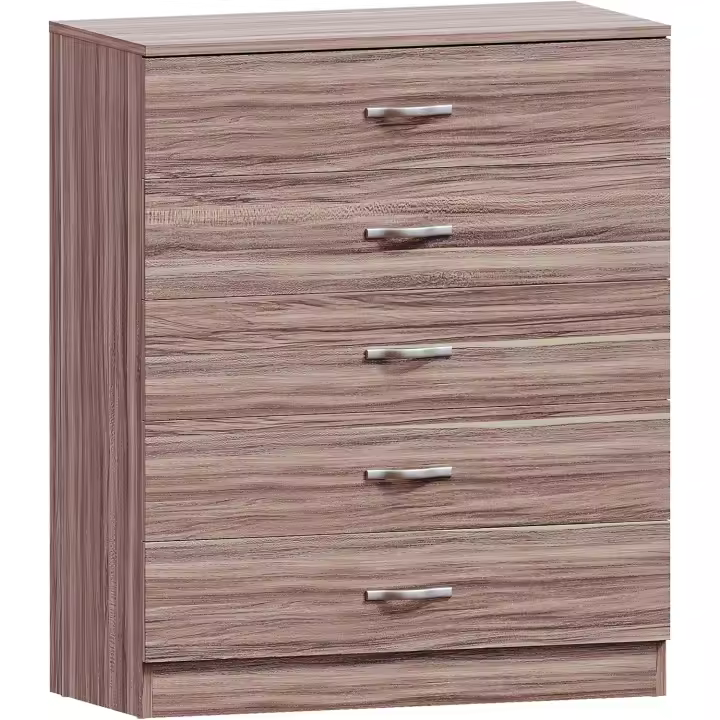 Muebles de Dormitorio de Metal Blanco 5 Cajones con Tiradores y rieles - 1
