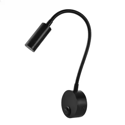 Aplique de pared Lmap, lámpara de dormitorio de 3W, interruptor de encendido/apagado, blanco, plateado, negro, Flexible, cuello de cisne, luces de lectura de cabecera para el hogar - 1